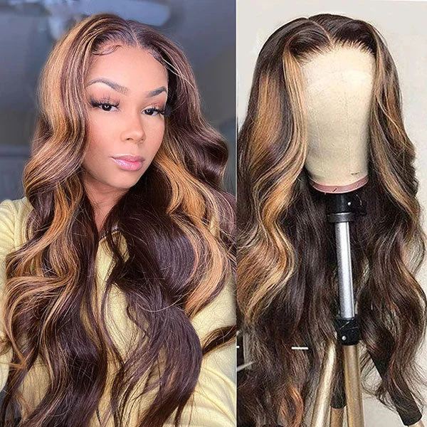 Lumiere P4/27 Highlight Wig Brazilian Body Wave Wig 13x4 Lace Front Human Hair Wig