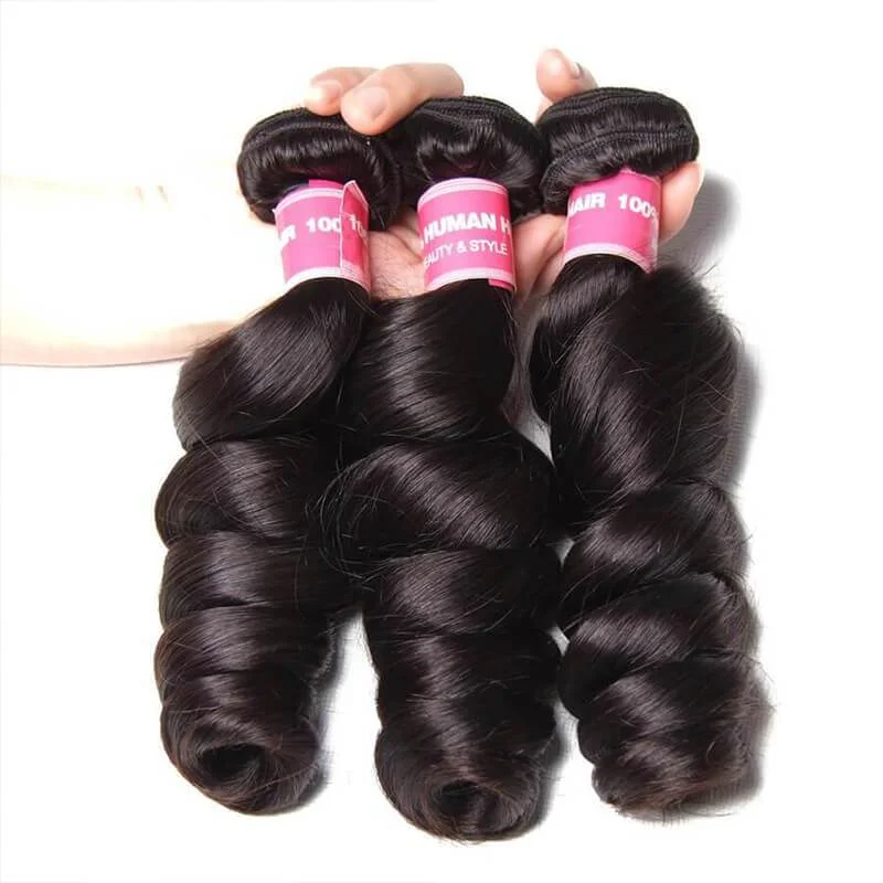 Malaysian Loose Wave  3 Bundles with 13*4 Ear to Ear Lace Frontal Closure-Klaiyi Hair