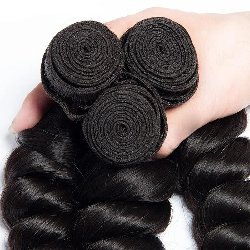 Malaysian Loose Wave  3 Bundles with 13*4 Ear to Ear Lace Frontal Closure-Klaiyi Hair