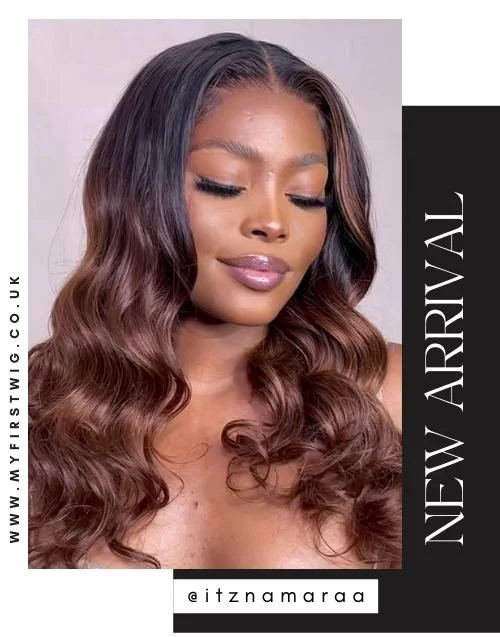 MINENHLE - INDIAN HUMAN HAIR OMBRE BROWN BEACH WAVE LACE FRONT WIG - LFW068