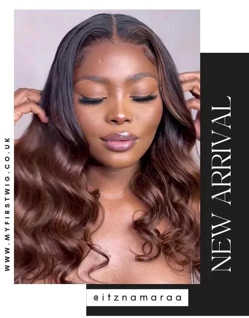 MINENHLE - INDIAN HUMAN HAIR OMBRE BROWN BEACH WAVE LACE FRONT WIG - LFW068