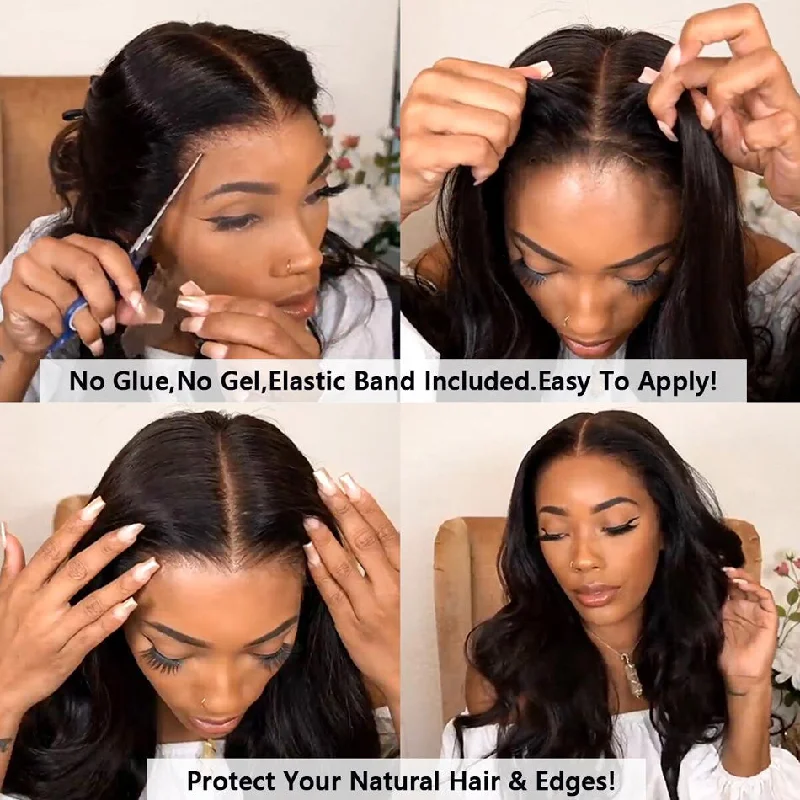 Pre-bleached Knots Body Wave 4x4 5x6 Pre Cut HD Lace Wear Go Wig