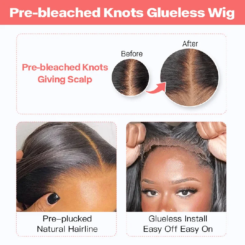 Pre-bleached Knots Body Wave 4x4 5x6 Pre Cut HD Lace Wear Go Wig