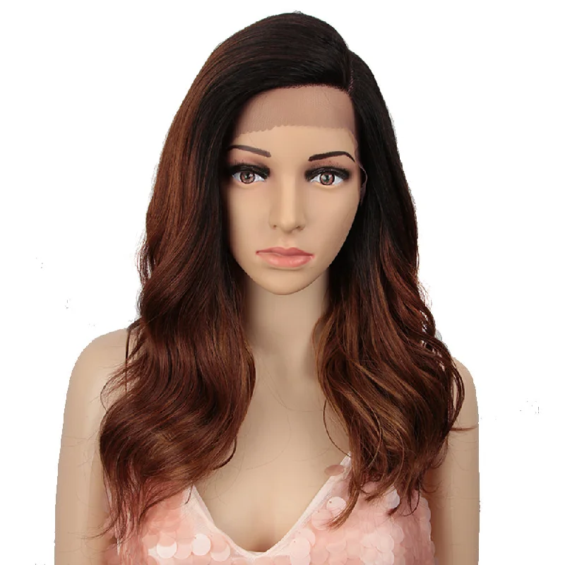 NOBLE Synthetic Lace Front Wig | 19 Inch Side Lace Part Wavy Wigs | F Helens Blonde Color