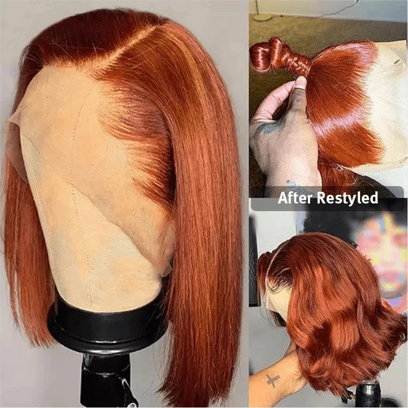 Ginger Color Bob Wig 4x4/13x4 HD Lace Wigs Remy Human Hair Short Cut Style