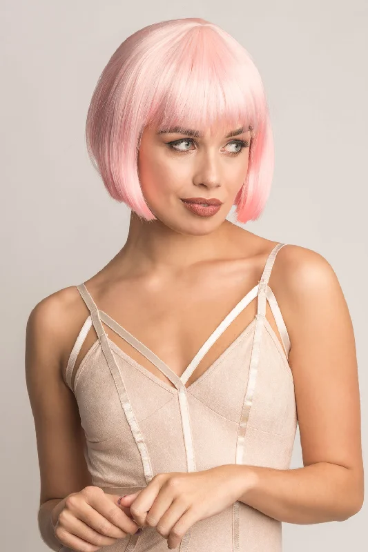 Short pink bob wig (ombre: pale pink and platinum): Louisa