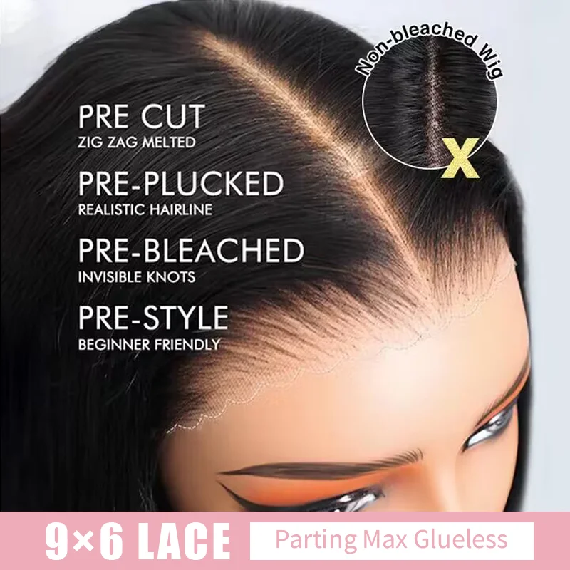 Pre-cut 9x6 Lace M-cap Wear Go Glueless Mini Knots Deep Wave HD Lace Front Wig Pre-plucked