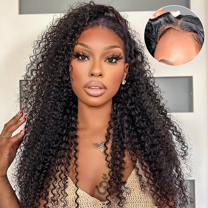 0 Skill Glueless Wear And Go Jerry Curly HD Transparent Lace Closure Wig Pre-Cut Lace & Bleached Knots