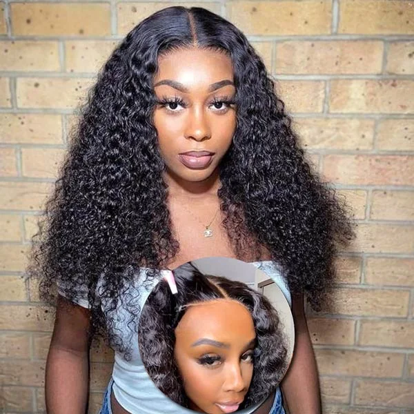 0 Skill Glueless Wear And Go Jerry Curly HD Transparent Lace Closure Wig Pre-Cut Lace & Bleached Knots