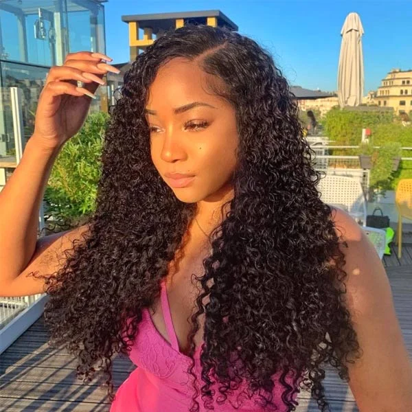 0 Skill Glueless Wear And Go Jerry Curly HD Transparent Lace Closure Wig Pre-Cut Lace & Bleached Knots