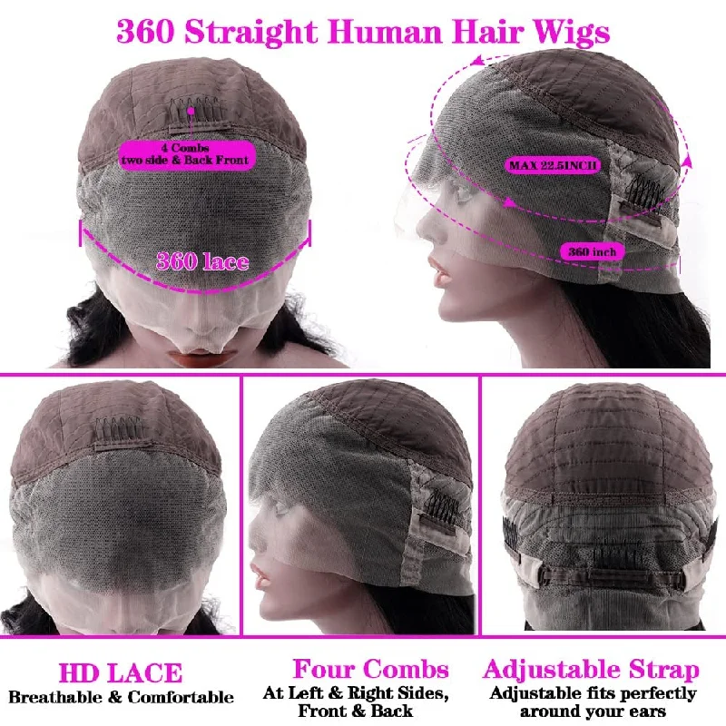 Body Wave 360 Lace Frontal Wigs With Baby Hair Brazilian Virgin Human Hair Wig