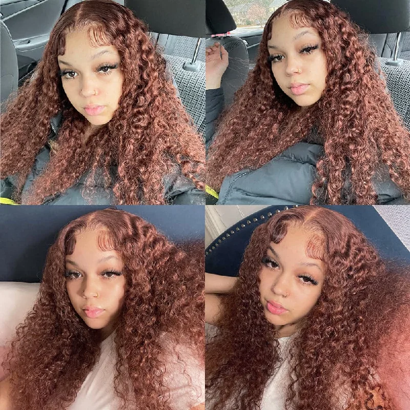 Sterly Reddish Brown Hair Wig Auburn Curly Lace Front Wigs Human Hair