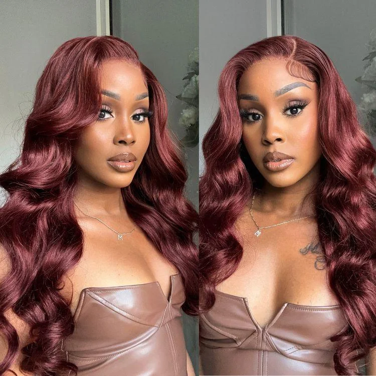 Reddish Brown Left C Part Loose Wave Glueless 5x5 Closure Lace Wig Ready to Go