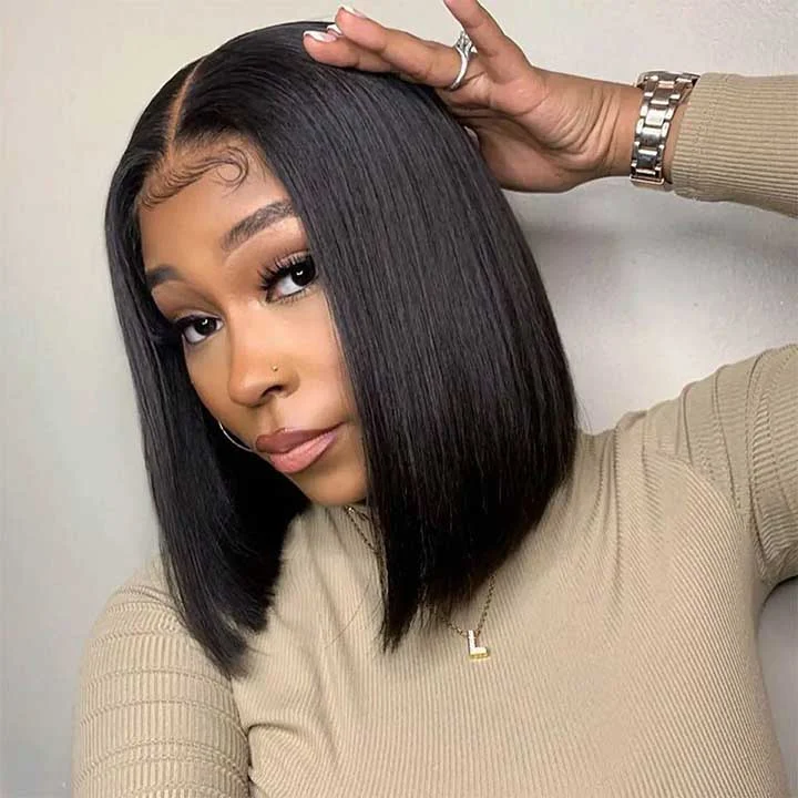 Free Part Bob Wig Straight Human Hair Wigs With Full Ends 250% Density