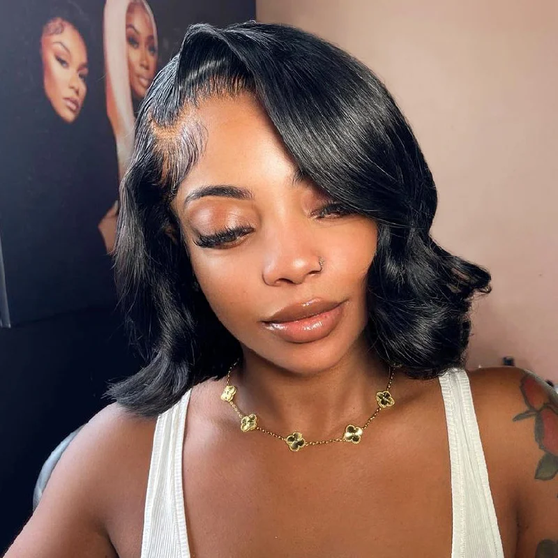 Side Part Bob Wig Body Wave Customized 13x4 Lace Front Wig 10A Human Hair