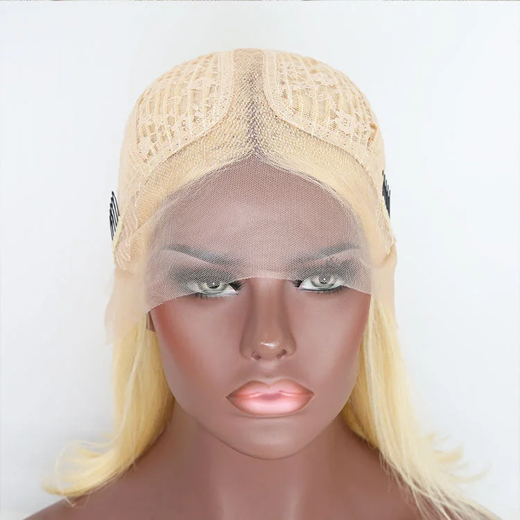 #613 Blonde Color 13x6 T-Part Bob Wig Straight Virgin Hair