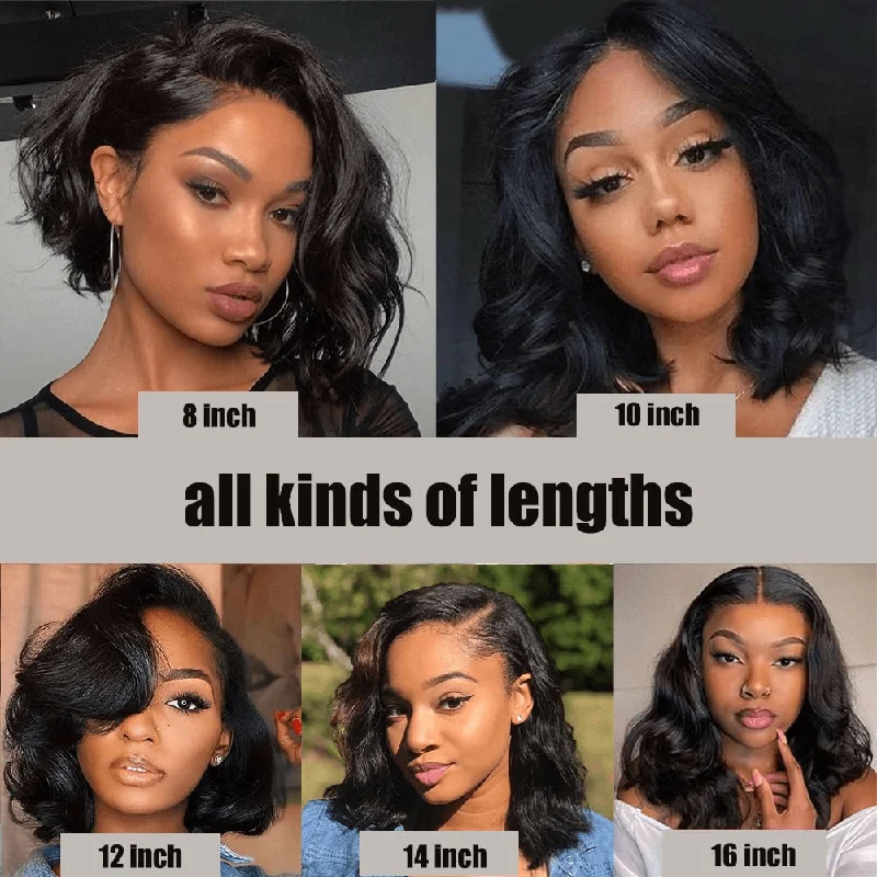 Wesface Wigs Bob Wig Human Hair Wigs For Black Women 4x4 Glueless Lace Front Wigs Human Hair Pre Plucked Short Bob Body Wave Lace Closure Wigs Loose Wave Wigs Brazilian Virgin Remy Hair Wig