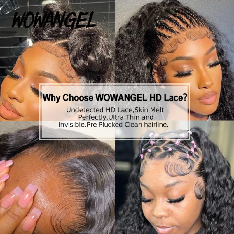 WOWANGEL Wet & Wavy 13x6 Skinlike Real HD Lace Front Wig Glueless Clean Hairline