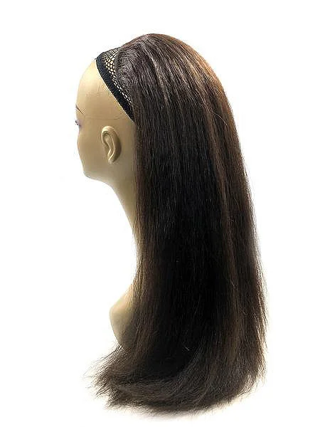 Cuticle Grade - Half Wig 100% Human Hair in Kinky Straight 18", Color #3