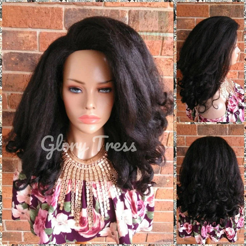 Kinky Curly Half Wig | Black Curly Wig, Natural Wig, Glory Tress, African American Wig, Natural Yaki Wig, Alopecia Chemo Wig / MARY